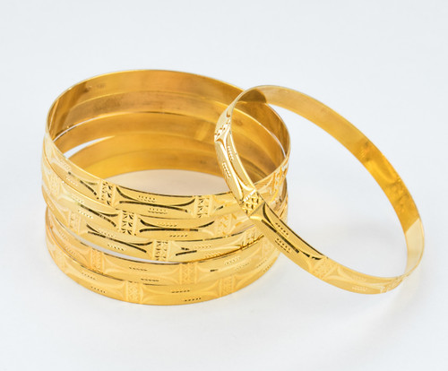 YELLOW GOLD BANGLES,SET OF 6, 21K, Size: Large, Weight: 79.5g, YGBANGLE098