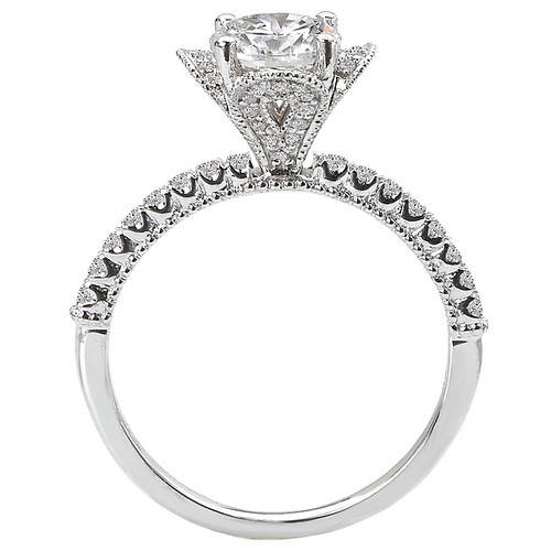 18KW ROM FLORAL MICRO-PAVE    SEMI-MT,D1/2CTW,FITS 6.5MM RD