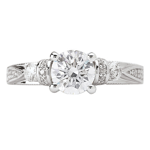 18KW ROM SEMI-MT, MILGRAINED  D1/2CTW, FITS 6.5MM RD CTR