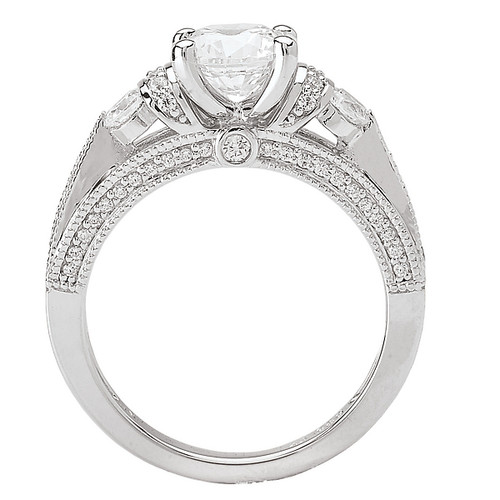 18KW ROM SEMI-MT, MILGRAINED  D1/2CTW, FITS 6.5MM RD CTR