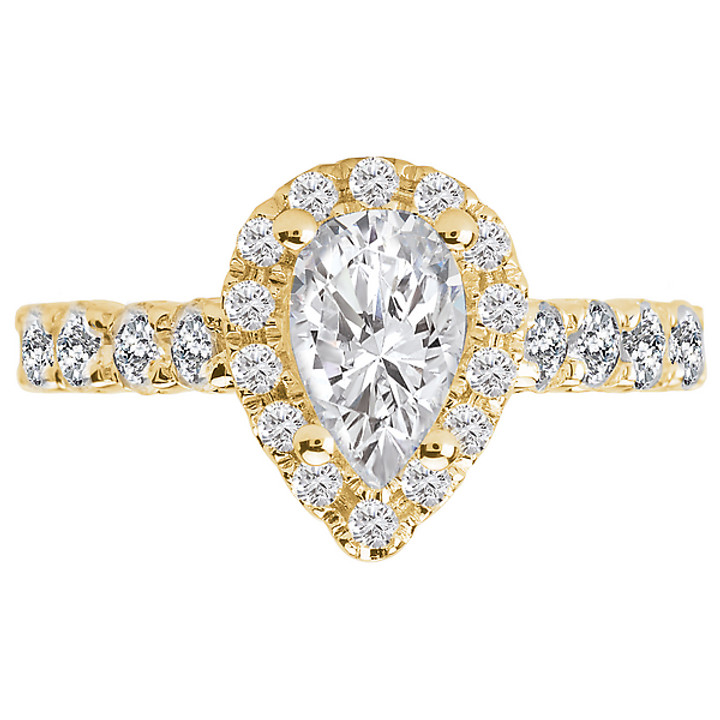 SPC* 18KY PS HALO DIA SEMI-MT D3/4CTW, FIT 8X5MM PEAR