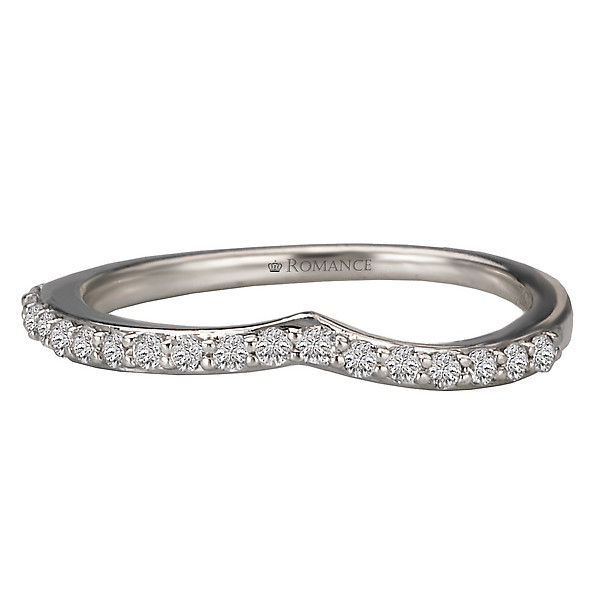 18KW ROM PEAKED DIAMOND BAND  D1/4CTW, 18-RD DIAS