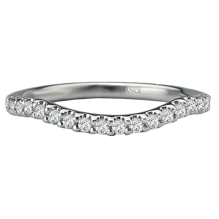 18KW ROM CURVED DIAMOND BAND  D1/4CTW, 18-SHARED PRG DIAS