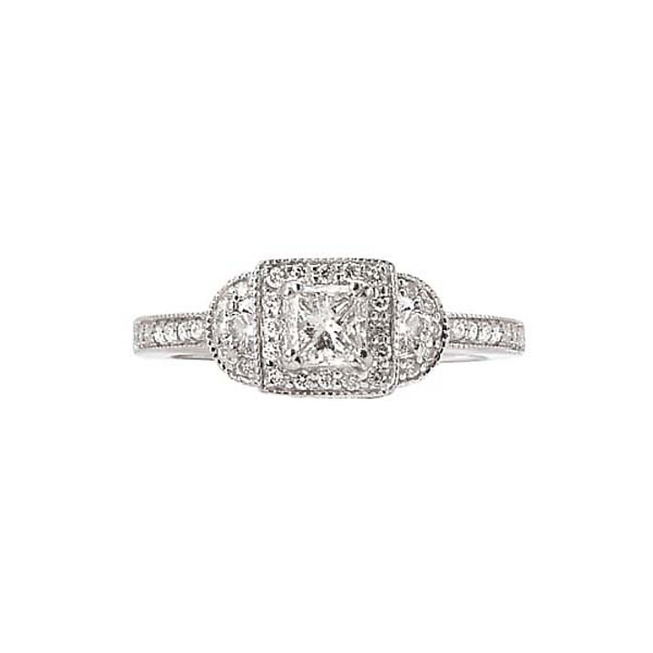 14KW ROMCOM RD/PC DIA RING    D3/4CTW, INCL 3/8CT PRI