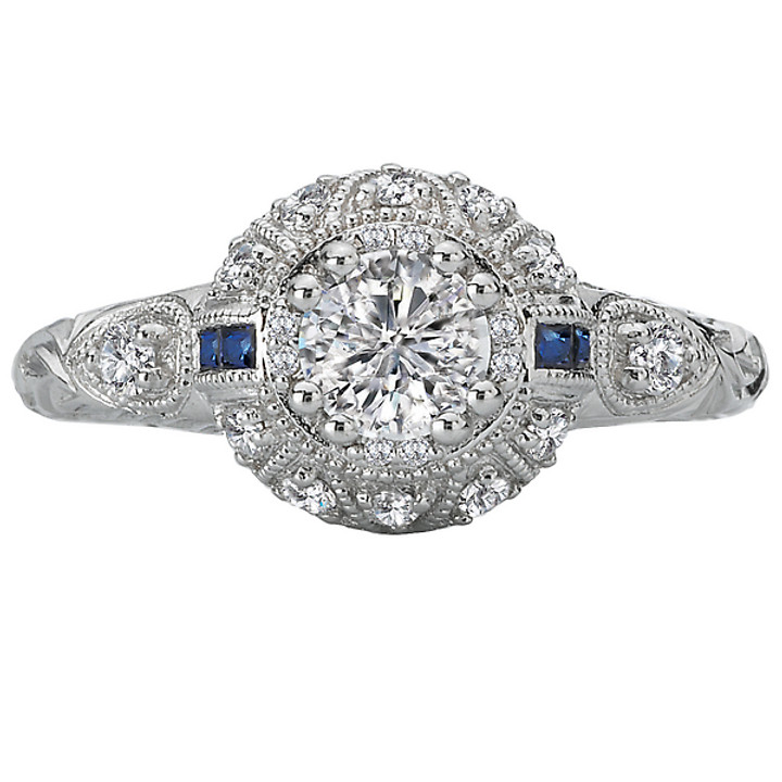 14KW DIA/SAPPH ENGRV MLGN RINGD5/8CTW,S.08CT, INCL 3/8CT RD