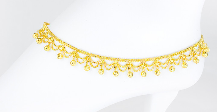 YELLOW GOLD ANKLETS, 21K, YGANKL027, Weight: 17.5g