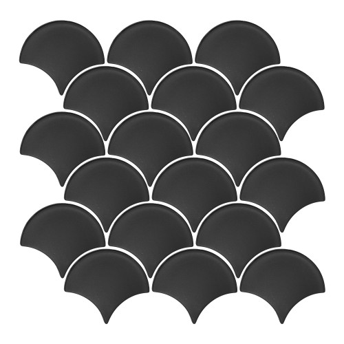 Scallop Mosaic Tile Sheets 6 Pack - Graphite Black