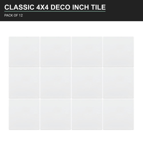 4 x 4 Inch Square Tile 12 Pack - Bright White Polished