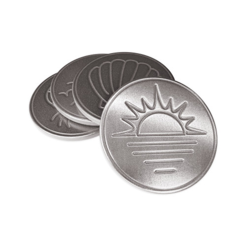 Beach Party Drink Coasters Set of 4 - Brushed Nickel Finish