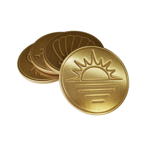 Beach Party Drink Coasters Set of 4 - Gold Finish