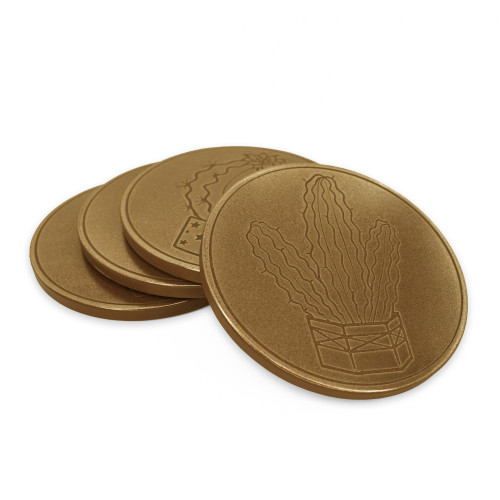 Cactus Drink Coasters Set of 4 - Gold Finish