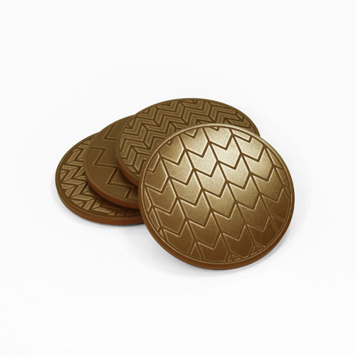 Chevron Drink Coasters Set of 4 - Gold Finish