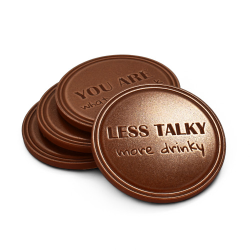 Cocktail Humor Drink Coasters Set of 4 - Copper Finish