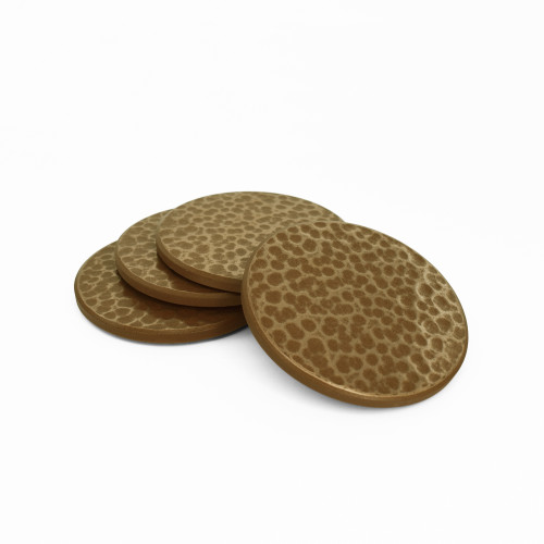 Hammered Drink Coasters Set of 4 - Gold Finish