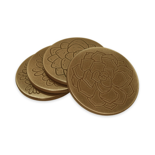 Succulent Drink Coasters Set of 4 - Gold Finish