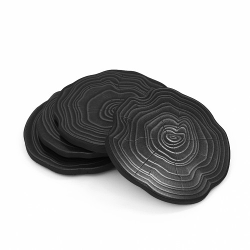 Wood Grain Drink Coasters Set of 4 - Wrought Iron Finish