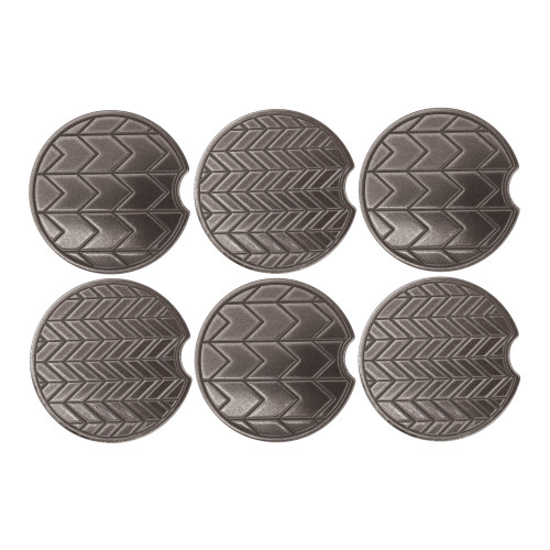 Chevron Car Coasters Set of 6 - Brushed Nickel Finish