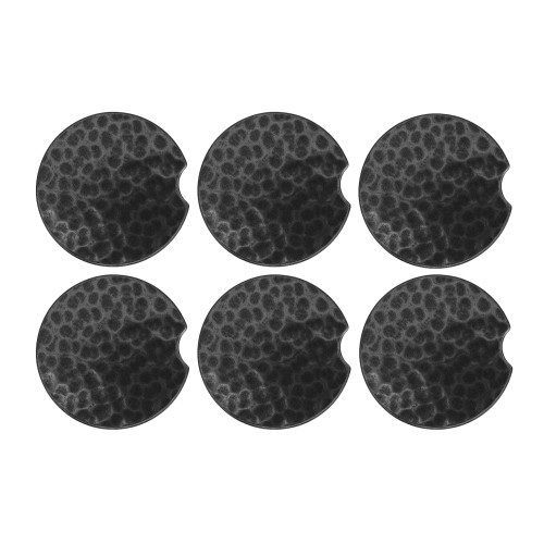 Hammered Car Coasters Set of 6 - Wrought Iron Finish