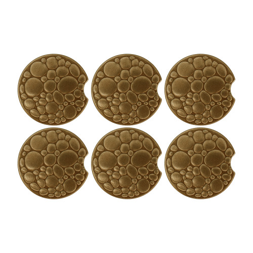 Pebble Car Coasters Set of 6 - Gold Finish