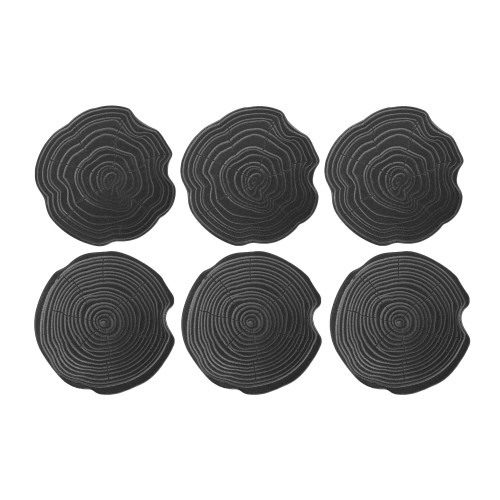 Wood Grain Car Coasters Set of 6 - Wrought Iron Finish