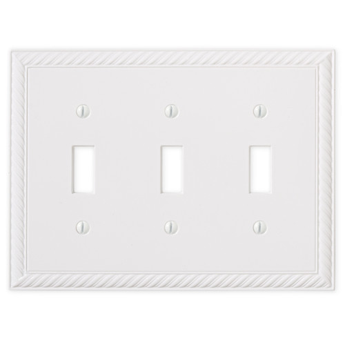 Rope Triple Toggle Switch Plate - Bright White Polished