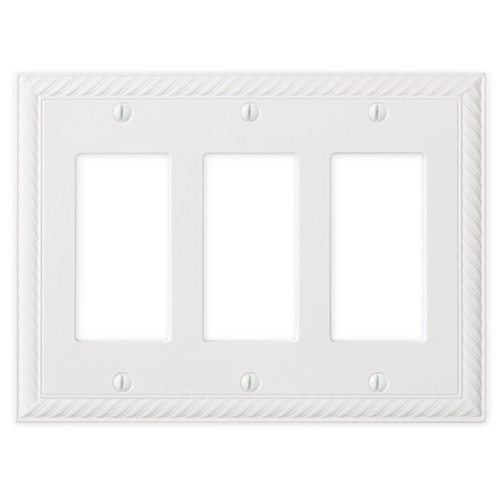 Rope Triple Rocker Switch Plate - Bright White Polished