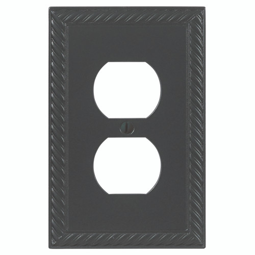 Rope Single Duplex Outlet Cover - Graphite Black