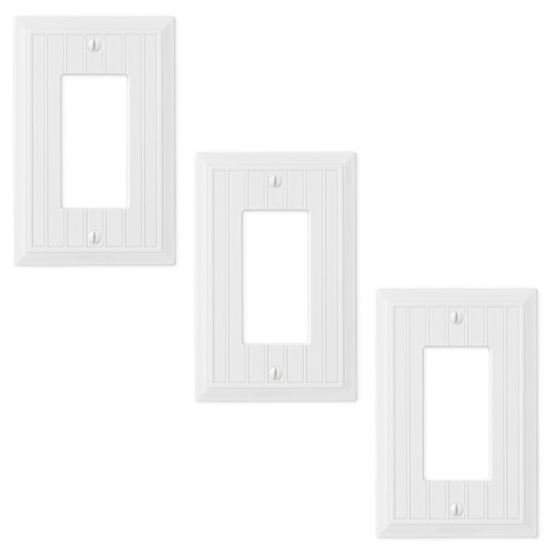 Cottage Single Rocker Switch Plate 3 Pack - Bright White Polished