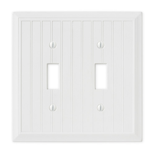 Cottage Double Toggle Switch Plate - Bright White Polished