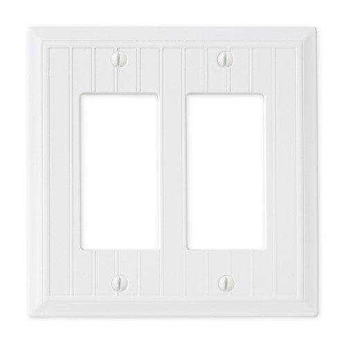 Cottage Double Rocker Switch Plate - Bright White Polished