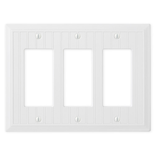 Cottage Triple Rocker Switch Plate - Bright White Polished