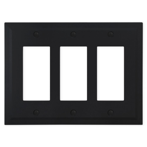 Bevel Triple Rocker Switch Plate - Black Matte