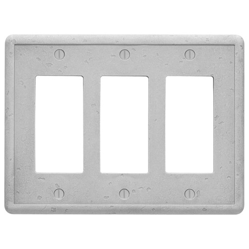 Tumbled Texture Triple Rocker Switch Plate - Gray