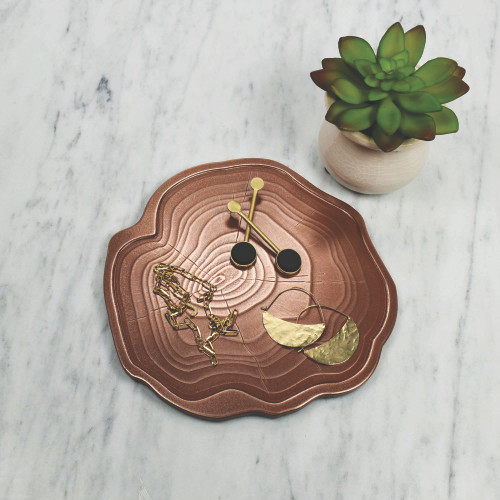 Woodgrain Decorative Tray - Copper Finish