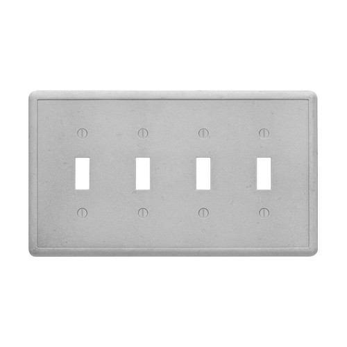 Tumbled Texture Quad Toggle Switch Plate - Gray