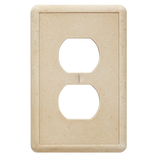 Tumbled Texture Single Duplex Outlet Cover - Travertine