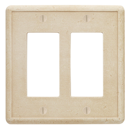 Tumbled Texture Double Rocker Switch Plate - Travertine