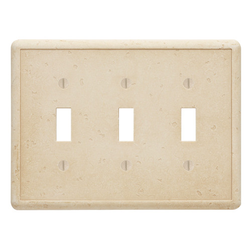 Tumbled Texture Triple Toggle Switch Plate - Travertine