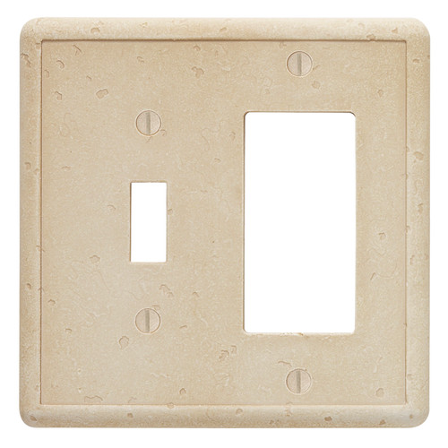 Tumbled Texture Single Toggle Single GFCI Combo - Travertine