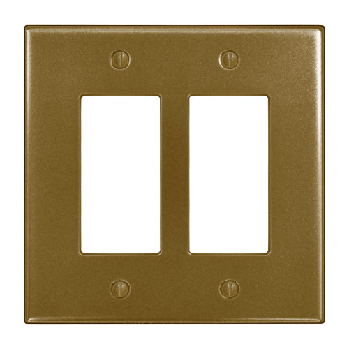 Subway Double Rocker Switch Plate  - Gold Finish