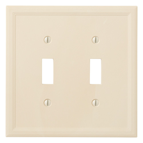 Cornice Insulated Double Toggle Switch Plate - Almond