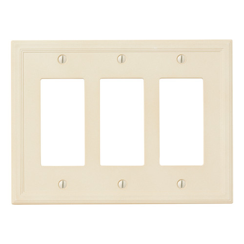 Cornice Insulated Triple Decorator Switch Plate - Almond