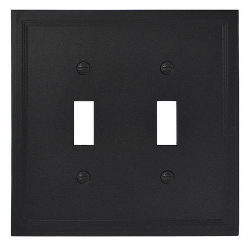 Cornice Insulated Double Toggle Switch Plate - Graphite Black