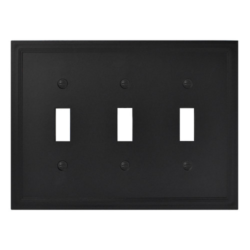 Cornice Insulated Triple Toggle Switch Plate - Graphite Black