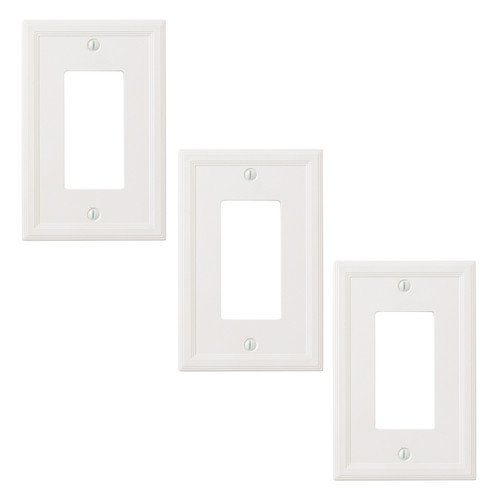 Cornice Insulated Single Decorator Switch Plate 3 Pack - White