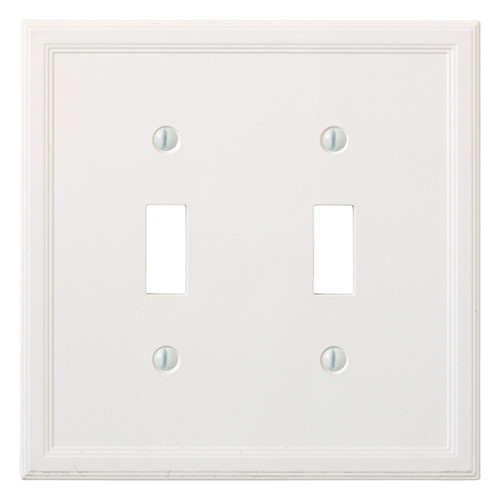 Cornice Insulated Double Toggle Switch Plate - White