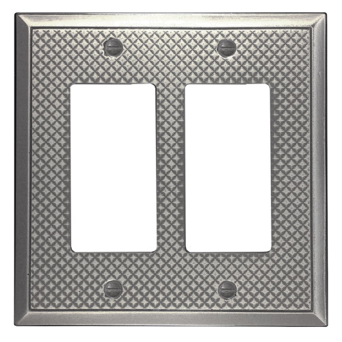 Pyramid Double Rocker Switch Plate - Brushed Nickel Finish