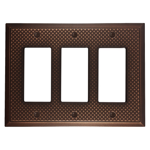 Pyramid Triple Rocker Switch Plate - Oil Rubbed Bronze Finish