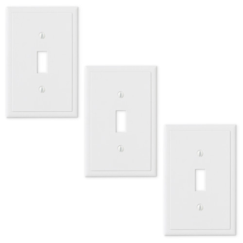 Ambient Single Toggle Switch Plate 3 Pack - White Polished