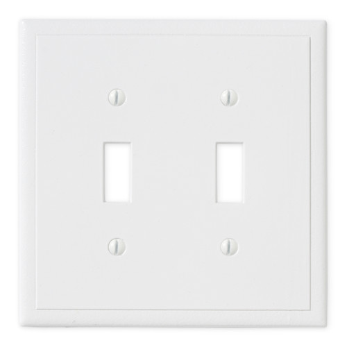 Ambient Double Toggle Switch Plate - White Polished